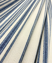 Load image into Gallery viewer, Schumacher Solana Stripe Navy Blue Cream Indoor Outdoor Upholstery Fabric STA 5015