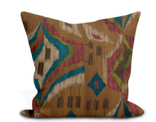 Load image into Gallery viewer, Custom Pillow Cover in Ikat Thibaut Artesian Velvet in Ochre - One Side