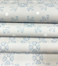 Load image into Gallery viewer, Designer Grey Blue White Floral Faux Leather Upholstery Vinyl WHS 5088