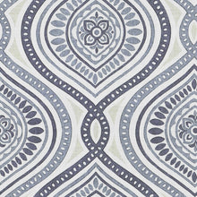 Load image into Gallery viewer, Cotton White Blue Cream Beige Medallion Upholstery Drapery Fabric FB