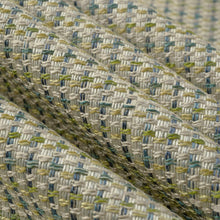 Load image into Gallery viewer, Cream Teal Chartreuse MCM Mid Century Modern Tweed Upholstery Drapery Fabric FB