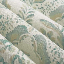 Load image into Gallery viewer, Linen Cotton Cream Seafoam Floral Print Upholstery Drapery Fabric FB