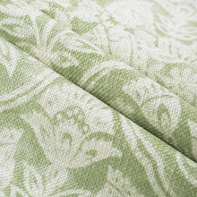 Load image into Gallery viewer, Cotton Linen Green Cream Floral Damask Upholstery Drapery Fabric FB