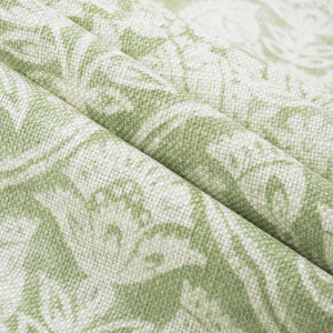 Cotton Linen Green Cream Floral Damask Upholstery Drapery Fabric FB