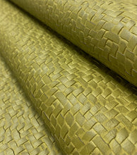 Load image into Gallery viewer, Designer Commercial Heavy Duty Basketweave Olive Green Faux Leather Upholstery Vinyl STA 5141