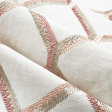 Load image into Gallery viewer, Cotton Cream Blush Pink Beige Embroidered Geometric Drapery Fabric FB