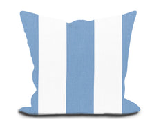 Load image into Gallery viewer, Custom Pillow Cover in Thibaut Bergamo Stripe in Blue - One Side