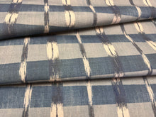 Load image into Gallery viewer, 1.5 Yard Carolina Irving for Thevenon 1908 French Ikat Outdoor Indigo Upholstery Fabric