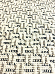 1.6 Yard Designer Water Stain Resistant Cream Black Taupe Geometric Chenille Upholstery Fabric STA 5199