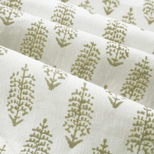Cream Grey Taupe Small Print Botanical Linen Drapery Fabric FB