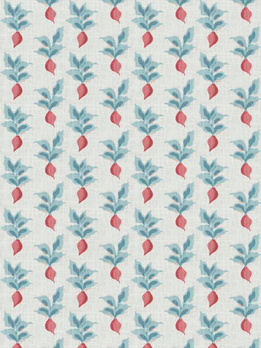 Cotton Cream Blue Red Pink Radish Floral Drapery Fabric FB