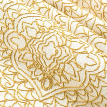 Load image into Gallery viewer, Cotton Blend Cream Mustard Gold Medallion Embroidered Drapery Fabric FB