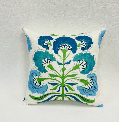 16” X 16” Pillow Cover in Floral Botanical Thibaut Tybee Tree in Blue and Green - One Side