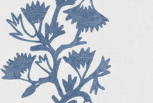 Load image into Gallery viewer, Cotton Linen Cream French Blue Floral Crewel Embroidered Drapery Fabric FB