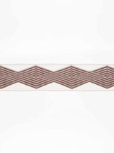 Load image into Gallery viewer, 3.75&quot; Wide White Lilac Geometric Embroidered Drapery Tape Trim