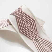 Load image into Gallery viewer, 3.75&quot; Wide White Lilac Geometric Embroidered Drapery Tape Trim