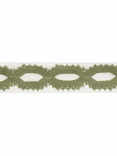 Load image into Gallery viewer, 3.25&quot; Off White Green Embroidered Geometric Drapery Tape Trim
