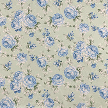 Load image into Gallery viewer, Green Blue White  Floral Cotton Sateen Upholstery Drapery Fabric