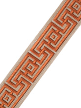 Load image into Gallery viewer, 2&quot; Beige Orange Embroidered Geometric Drapery Tape Trim