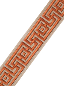 2" Beige Orange Embroidered Geometric Drapery Tape Trim