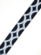 Load image into Gallery viewer, 2.62" Wide Navy Blue Ikat Geometric Drapery Tape Trim
