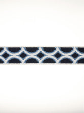 Load image into Gallery viewer, 2.62" Wide Navy Blue Ikat Geometric Drapery Tape Trim
