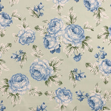 Load image into Gallery viewer, Green Blue White  Floral Cotton Sateen Upholstery Drapery Fabric