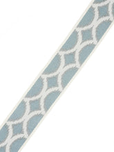 Load image into Gallery viewer, 2.62" Wide Aqua Blue Ikat Geometric Drapery Tape Trim