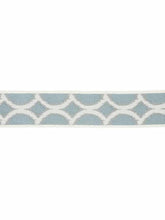 Load image into Gallery viewer, 2.62" Wide Aqua Blue Ikat Geometric Drapery Tape Trim