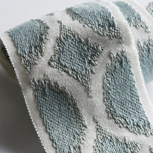 Load image into Gallery viewer, 2.62" Wide Aqua Blue Ikat Geometric Drapery Tape Trim