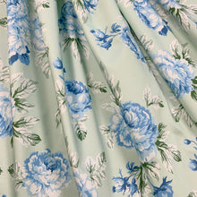Load image into Gallery viewer, Green Blue White  Floral Cotton Sateen Upholstery Drapery Fabric
