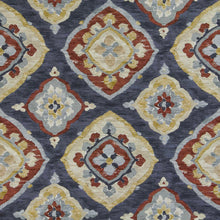 Load image into Gallery viewer, Cotton Navy Blue Red Beige Ikat Upholstery Drapery Fabric FB
