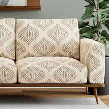 Load image into Gallery viewer, Heavy Duty Cream Black Grey Diamond Medallion Ethnic Geometric Upholstery Fabric