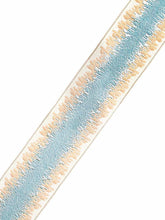 Load image into Gallery viewer, 2&quot; Wide Aqua Blue Beige Drapery Tape Trim