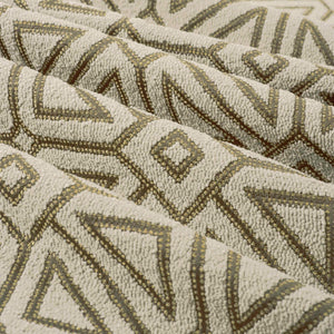 Grey Brown Beige Gold Geometric Chenille Upholstery Fabric