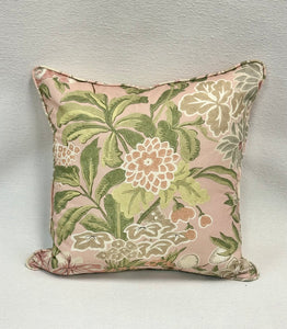 20” X 20” Pillow Cover in Floral Botanical Thibaut Meadow in Blush - Both Sides