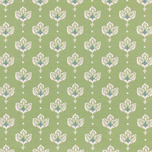 Load image into Gallery viewer, Cotton Green Cream Blue Floral Upholstery Drapery Fabric