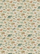Load image into Gallery viewer, Cotton Linen Teal Green Mustard Terracotta Animal Bird Print Upholstery Drapery Fabric