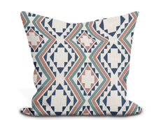 Load image into Gallery viewer, Custom Pillow Cover in Thibaut Sagamore in Clay &amp; Navy - One Side