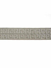Load image into Gallery viewer, 2.75" Wide Grey Greek Key Geometric Embroidered Drapery Tape Trim