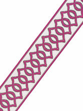 Load image into Gallery viewer, 2.75&quot; Wide Off White Magenta Pink Grey Geometric Drapery Tape Trim