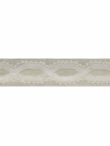 3.25" Oatmeal Beige Ivory Embroidered Geometric Drapery Tape Trim