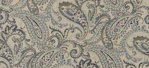 Grey Navy Blue Paisley Tapestry Upholstery Fabric