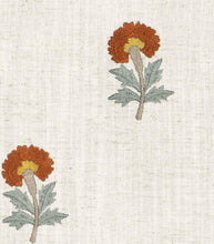 Load image into Gallery viewer, Beige Rusty Brown Teal Taupe Gold Floral Embroidered Drapery Fabric
