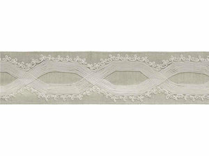 3.25" Oatmeal Beige Ivory Embroidered Geometric Drapery Tape Trim