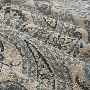 Grey Navy Blue Paisley Tapestry Upholstery Fabric