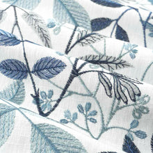 Load image into Gallery viewer, White Navy French Blue Floral Embroidered Drapery Fabric