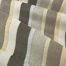 Load image into Gallery viewer, Taupe Brown Cream Aqua Blue Beige Stripe Velvet Upholstery Fabric