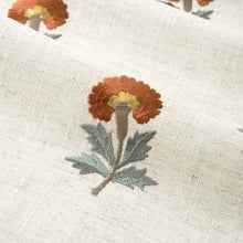 Load image into Gallery viewer, Beige Rusty Brown Teal Taupe Gold Floral Embroidered Drapery Fabric