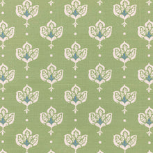 Load image into Gallery viewer, Cotton Green Cream Blue Floral Upholstery Drapery Fabric